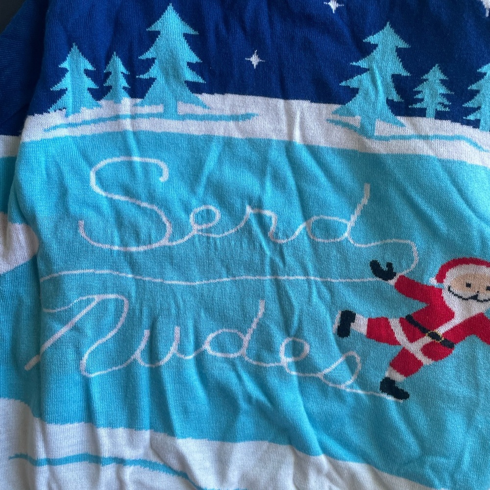 Tipsy Elves Blue and White Knit Sweater